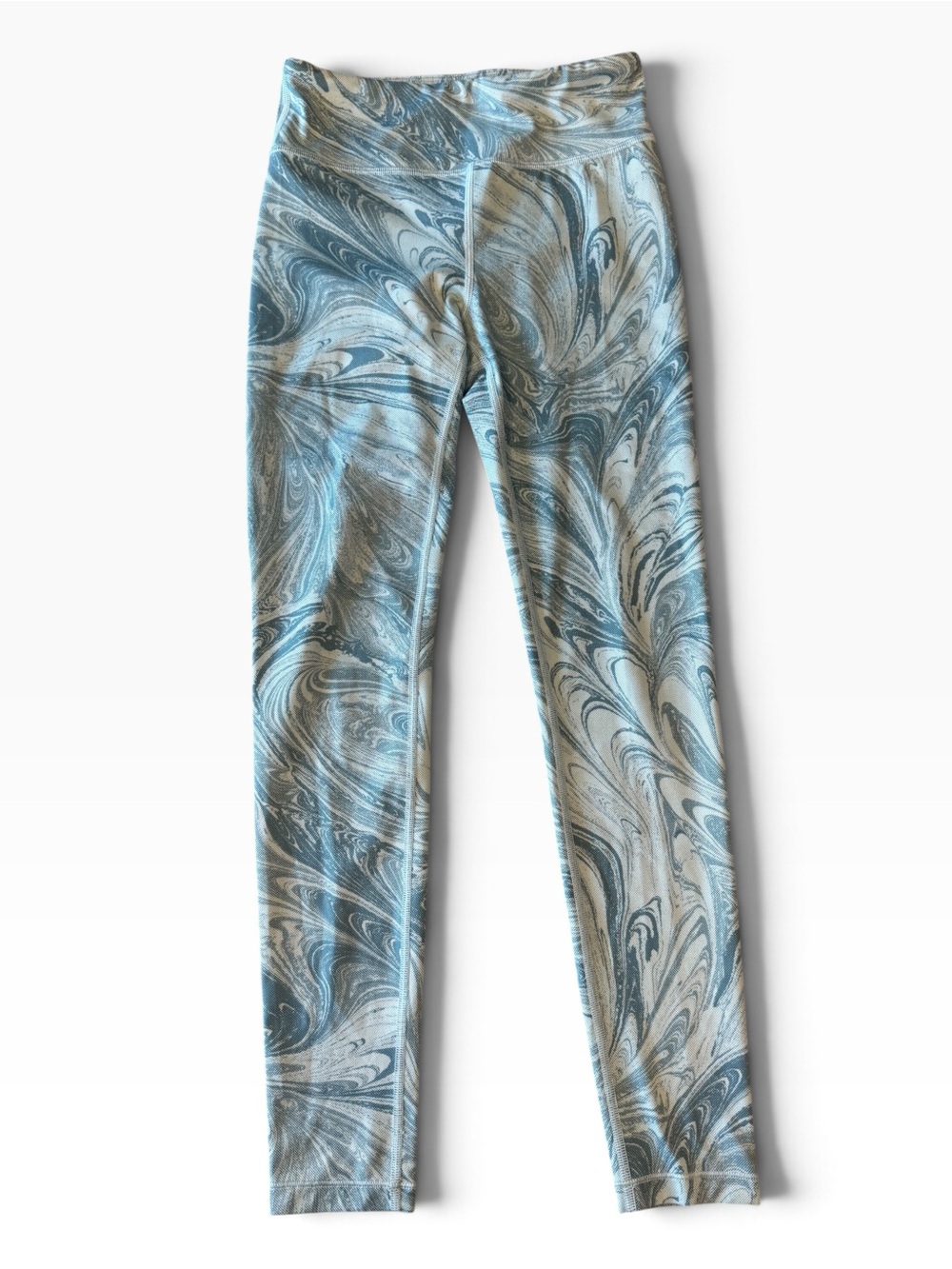 Athleta Marble Swirl Leggings in Light Blue and Gray - excellent condition! Larg